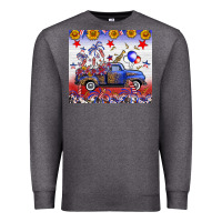 Charcoal Heather Fourth Of July Truck American Flag Premium Sweatshirt - FaDigitalArtStudio