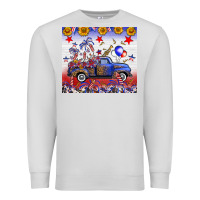 Dove Grey Fourth Of July Truck American Flag Premium Sweatshirt - FaDigitalArtStudio