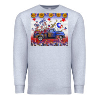 Heather Grey Fourth Of July Truck American Flag Premium Sweatshirt - FaDigitalArtStudio