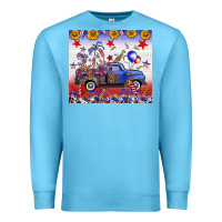 Ocean Blue Fourth Of July Truck American Flag Premium Sweatshirt - FaDigitalArtStudio