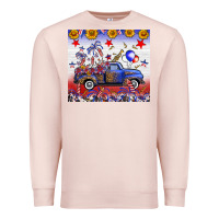 Pale Pink Fourth Of July Truck American Flag Premium Sweatshirt - FaDigitalArtStudio