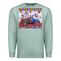 Seafoam Fourth Of July Truck American Flag Premium Sweatshirt - FaDigitalArtStudio