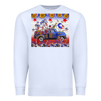White Fourth Of July Truck American Flag Premium Sweatshirt - FaDigitalArtStudio