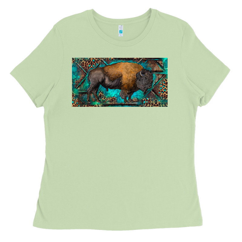 Bison With Leopard And Turquoise Ladies Tee by RanaPortraitStore | Teevron