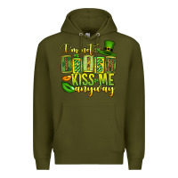 Army Green St. Patrick's I am not irish kiss me anyway Premium Hoodie - OliviaCreatesArt