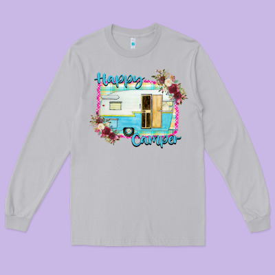 Happy Camper With Flowers Long Sleeve Tee Designed By Bettercallsaul