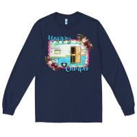 Navy Happy Camper With Flowers Long Sleeve Tee - Bettercallsaul