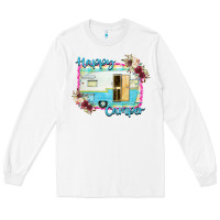 White Happy Camper With Flowers Long Sleeve Tee - Bettercallsaul