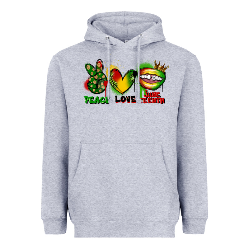 Peace Love Juneteenth Heavyweight Hoodie by FaDigitalArtStudio | Teevron