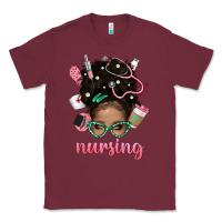 Burgundy Afro Messy Bun Nursing Bbs Classic Tee - BundleAndBundleShop