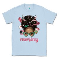 Dusty Blue Afro Messy Bun Nursing Bbs Classic Tee - BundleAndBundleShop