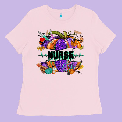 Halloween Nurse Pumpkin Ladies Tee Designed By Nancycooperartshop
