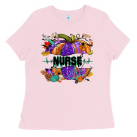 Bubblegum Pink halloween nurse pumpkin Ladies Tee - NancyCooperArtShop