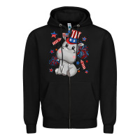 Black fourth of july hippopotamus Zipper Hoodie - CowGirlArtShop
