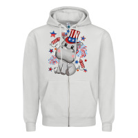 Dove Grey fourth of july hippopotamus Zipper Hoodie - CowGirlArtShop