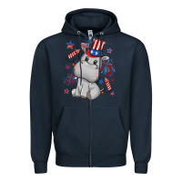 Navy fourth of july hippopotamus Zipper Hoodie - CowGirlArtShop