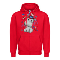 Red fourth of july hippopotamus Zipper Hoodie - CowGirlArtShop