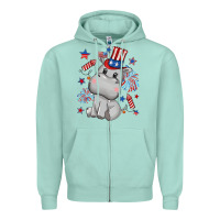 Seafoam fourth of july hippopotamus Zipper Hoodie - CowGirlArtShop