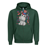 Sports Green fourth of july hippopotamus Zipper Hoodie - CowGirlArtShop