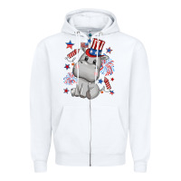 White fourth of july hippopotamus Zipper Hoodie - CowGirlArtShop