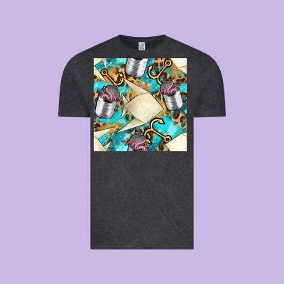 Paper Fish And Canned With Anchor Seamless Pattern Pbs Vintage Tee Designed By Bundleandbundleshop
