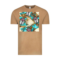 Vintage Camel Paper Fish And Canned With Anchor Seamless Pattern Pbs Vintage Tee - BundleAndBundleShop