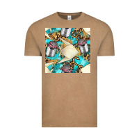 Vintage Coffee Paper Fish And Canned With Anchor Seamless Pattern Pbs Vintage Tee - BundleAndBundleShop