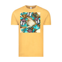 Vintage Mustard Paper Fish And Canned With Anchor Seamless Pattern Pbs Vintage Tee - BundleAndBundleShop
