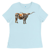 Baby Blue Texas Longhorn Cow Ladies Tee - LillyAllenDesigns
