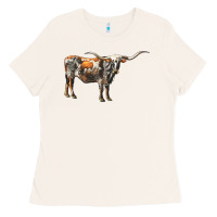 Bone Texas Longhorn Cow Ladies Tee - LillyAllenDesigns