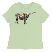 Matcha Texas Longhorn Cow Ladies Tee - LillyAllenDesigns