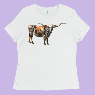 Texas Longhorn Cow Ladies Tee Designed By Lillyallendesigns
