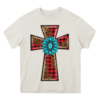 Cream christmas cross Heavy Core Tee - BarkalooDesign