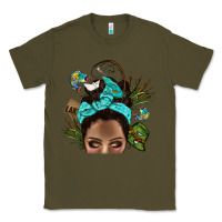 Army Green Lake Camping Afro Messy Bun Bbs Classic Tee - BundleAndBundleShop