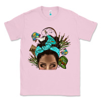 Bubblegum Pink Lake Camping Afro Messy Bun Bbs Classic Tee - BundleAndBundleShop
