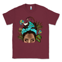 Burgundy Lake Camping Afro Messy Bun Bbs Classic Tee - BundleAndBundleShop