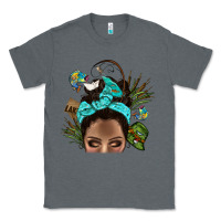 Charcoal Heather Lake Camping Afro Messy Bun Bbs Classic Tee - BundleAndBundleShop