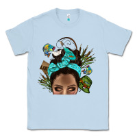 Dusty Blue Lake Camping Afro Messy Bun Bbs Classic Tee - BundleAndBundleShop