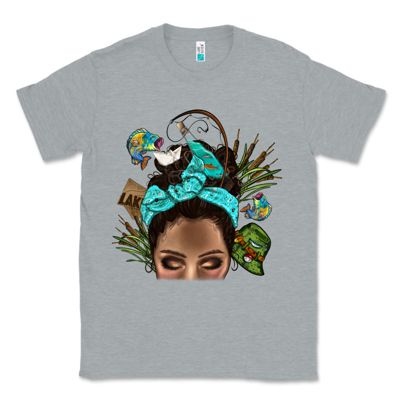 Lake Camping Afro Messy Bun Bbs Classic Tee by BundleAndBundleShop | Teevron