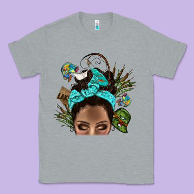 Lake Camping Afro Messy Bun Bbs Classic Tee Designed By Bundleandbundleshop