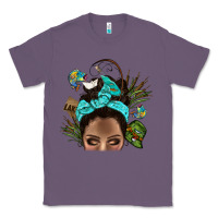 Lavender Lake Camping Afro Messy Bun Bbs Classic Tee - BundleAndBundleShop