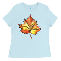 Baby Blue withered leaf Ladies Tee - BarkalooDesign