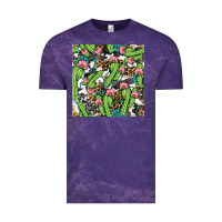 Cloud Purple Western Cactus And Turquoise Gemstone With Leopard And Cowhide Seamles Vintage Tee - BundleAndBundleShop