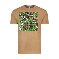 Vintage Camel Western Cactus And Turquoise Gemstone With Leopard And Cowhide Seamles Vintage Tee - BundleAndBundleShop