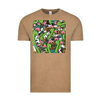 Vintage Coffee Western Cactus And Turquoise Gemstone With Leopard And Cowhide Seamles Vintage Tee - BundleAndBundleShop