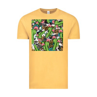 Vintage Mustard Western Cactus And Turquoise Gemstone With Leopard And Cowhide Seamles Vintage Tee - BundleAndBundleShop