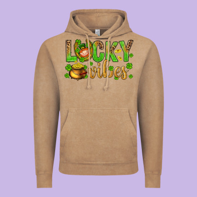 St. Patricks Day Lucky Vibes Vintage Hoodie Designed By Bundleandbundleshop