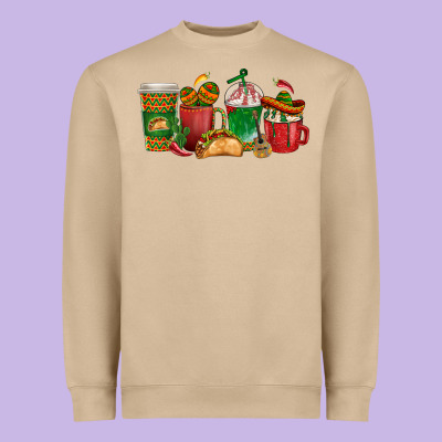 Tacos Coffee Cups Heavyweight Sweatshirt Designed By Texasbilliewilder