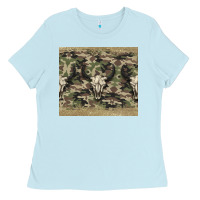 Baby Blue camouflage bull skull Ladies Tee - Jasminsmagicworld