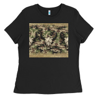 Black camouflage bull skull Ladies Tee - Jasminsmagicworld